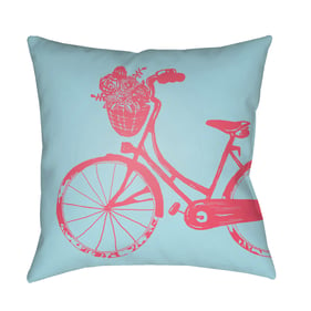 Livabliss Bicycle Slate Light Blue Pale Pink Pewter Rose Gold Accent Pillow...