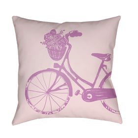 Livabliss Bicycle Light Metallic Grey Ivory Pale Slate Pink Accent Pillow C...