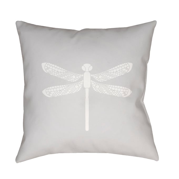 Livabliss Dragonfly Light Metallic Silver Grey Off White Pale Slate Accent Pillow Cover - 18x18 LIL029-1818