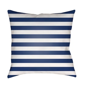 Livabliss Prepster Stripe Light Silver Marine Blue Accent Pillow Cover - 18...