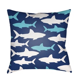 Livabliss Sharks Light Silver Marine Blue Pewter Accent Pillow Cover - 20x2...