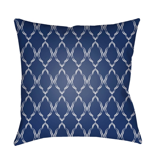 Livabliss Lattice Marine Beetle Slate Blue Light Silver Accent Pillow Cover - 18x18 LIL086-1818