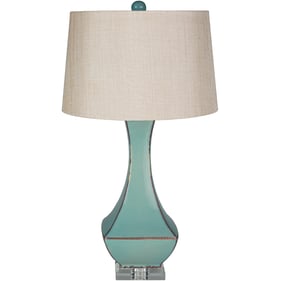 Livabliss Belhaven Ivory Teal Accent Table Lamp