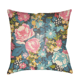 Livabliss Lolita Pink Denim Aqua Accent Pillow Cover - 18x18