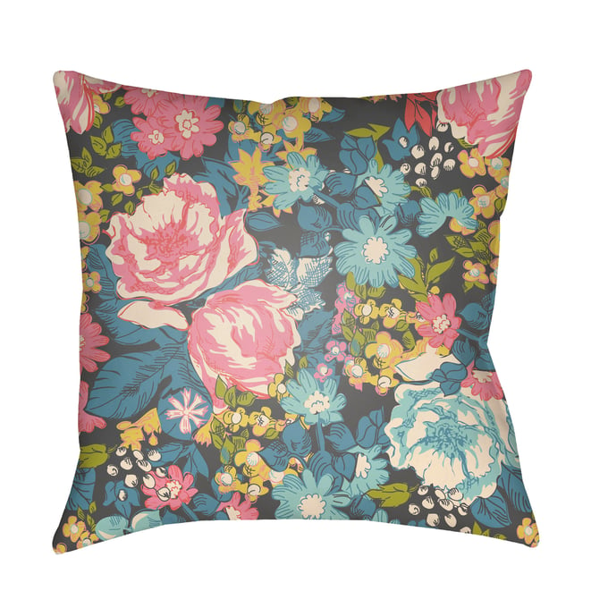 Livabliss Lolita Pink Denim Aqua Accent Pillow Cover - 18x18 LOTA1100-1818