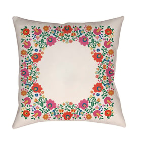 Livabliss Lolita Bright Red Pink Blue Ivory Accent Pillow Cover - 18x18