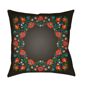 Livabliss Lolita Bright Red Blue Teal Black Accent Pillow Cover - 18x18