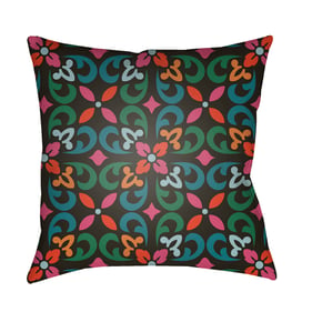 Livabliss Lolita Teal Emerald Bright Pink Black Accent Pillow Cover - 16x16