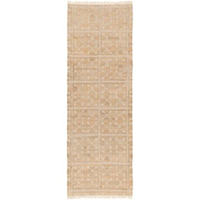 Livabliss Laural Tan Light Gray Cream Handmade Rug - 96x30