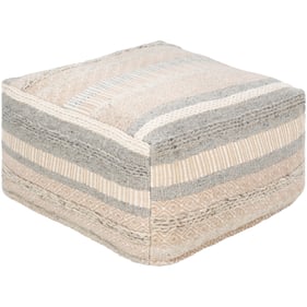 Livabliss Lorens Slate Ivory Light Gray Beige Pouf