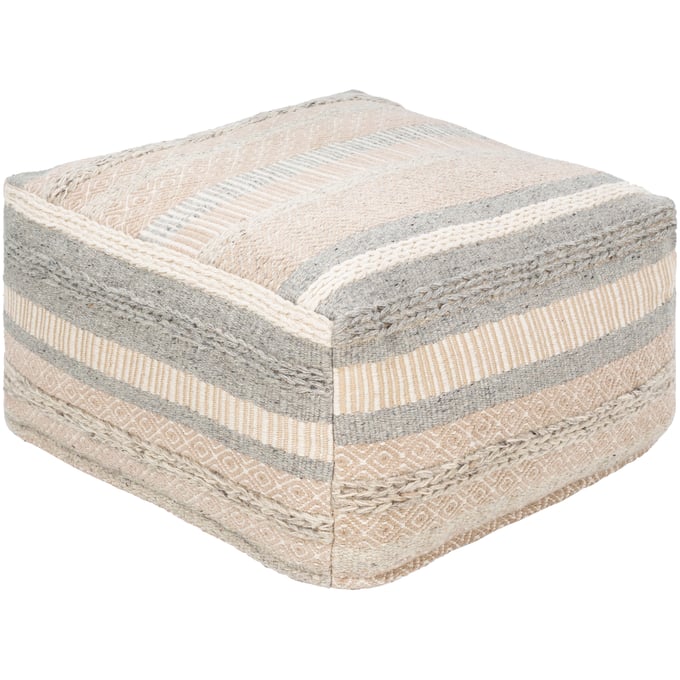 Livabliss Lorens Slate Ivory Light Gray Beige Pouf LRPF001-242413