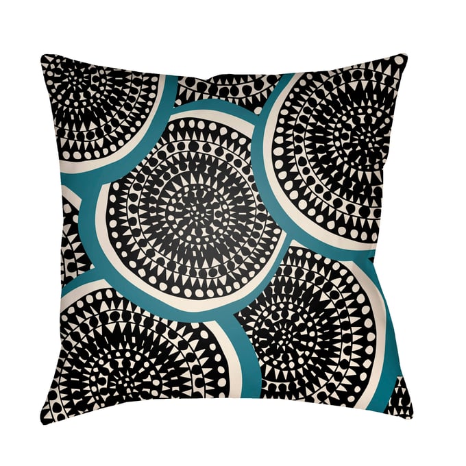 Livabliss Litchfield Light Grey Jet Black Onyx Beetle Blue Accent Pillow Cover - 22x22 LTCH1377-2222