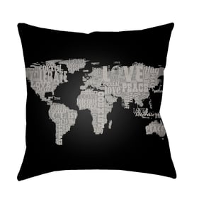 Livabliss Litchfield Jet Black Metallic Silver Accent Pillow Cover - 16x16