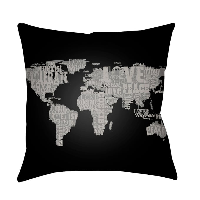 Livabliss Litchfield Jet Black Metallic Silver Accent Pillow Cover - 16x16 LTCH1447-1616