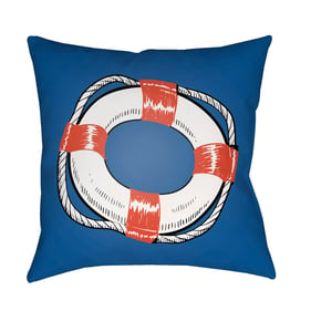 Livabliss Litchfield Off White Marine Slate Blue Dark Coral Accent Pillow C...