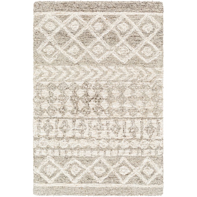 Livabliss Maroc Gray Oatmeal Light Beige Dark Brown Handmade Rug - 36x24 MAR2300-23