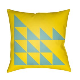 Livabliss Moderne Yellow Aqua Accent Pillow Cover - 18x18