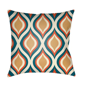 Livabliss Moderne Cream Orange Deep Teal Accent Pillow Cover - 20x20