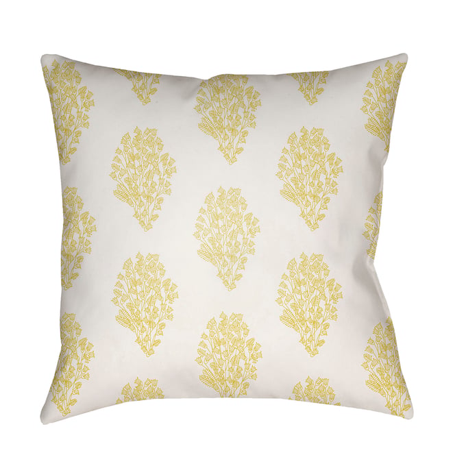 Livabliss Moody Floral Yellow White Grass Green Accent Pillow Cover - 18x18 MF012-1818