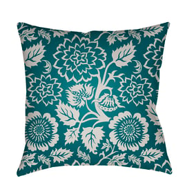 Livabliss Moody Floral Light Gray Teal Accent Pillow Cover - 20x20