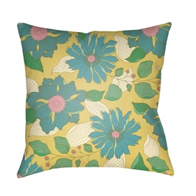 Livabliss Moody Floral Light Pink Green Aqua Yellow Accent Pillow Cover - 1...