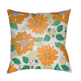 Livabliss Moody Floral Mustard Orange Off White Olive Emerald Accent Pillow...