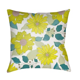 Livabliss Moody Floral Light Green Olive Teal White Accent Pillow Cover - 1...