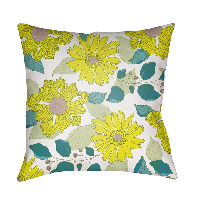 Livabliss Moody Floral Light Green Olive Teal White Accent Pillow Cover - 18x18 MF032-1818