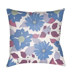 Livabliss Moody Floral Pale Blue Sky White Mauve Accent Pillow Cover - 18x1...