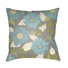 Livabliss Moody Floral Pale Blue Gray Sage Yellow Light Olive Accent Pillow...