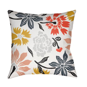 Livabliss Moody Floral Orange Dusty Coral White Mustard Black Accent Pillow...