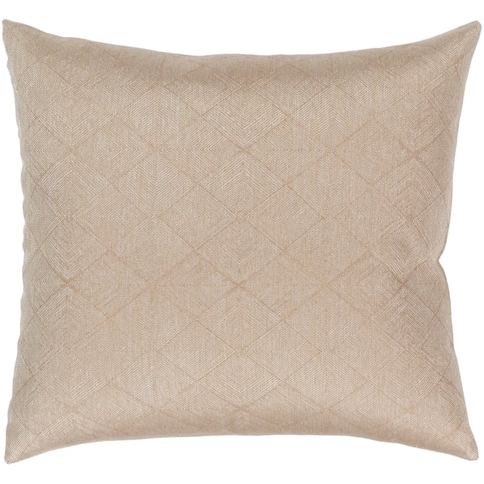 Livabliss Messina Tan Metallic Gold Accent Pillow Cover - 18x18 MSA003-1818