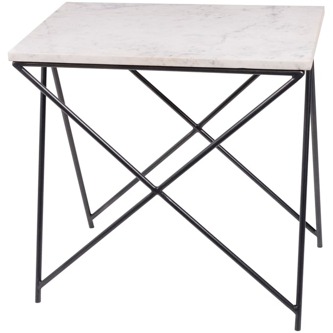 Livabliss Norah White Gray End Table NRH-005