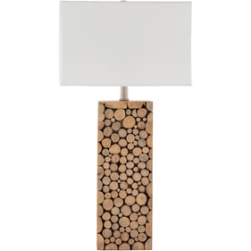 Livabliss Oaklynn Brown White Metallic Nickel Accent Table Lamp