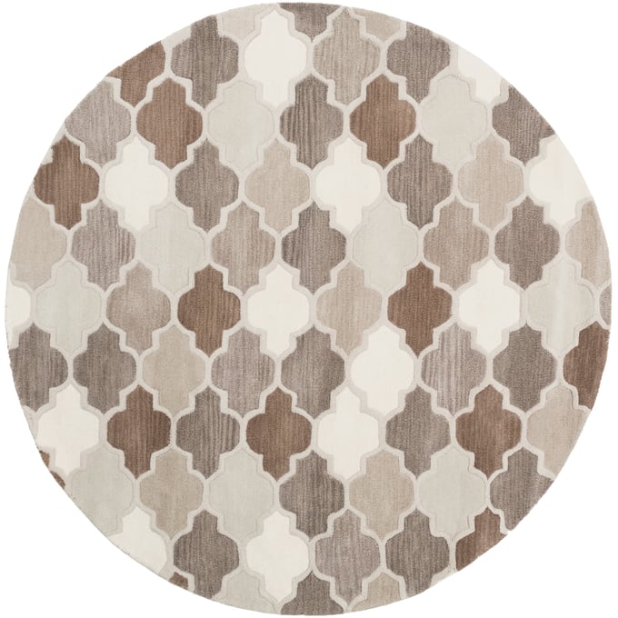 Livabliss Oasis Charcoal Taupe Gray Dark Brown Light Beige Tan Round Handmade Rug - 72x72 OAS1088-6RD