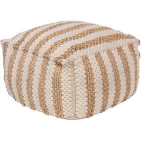 Livabliss Oak Cove White Tan Pouf