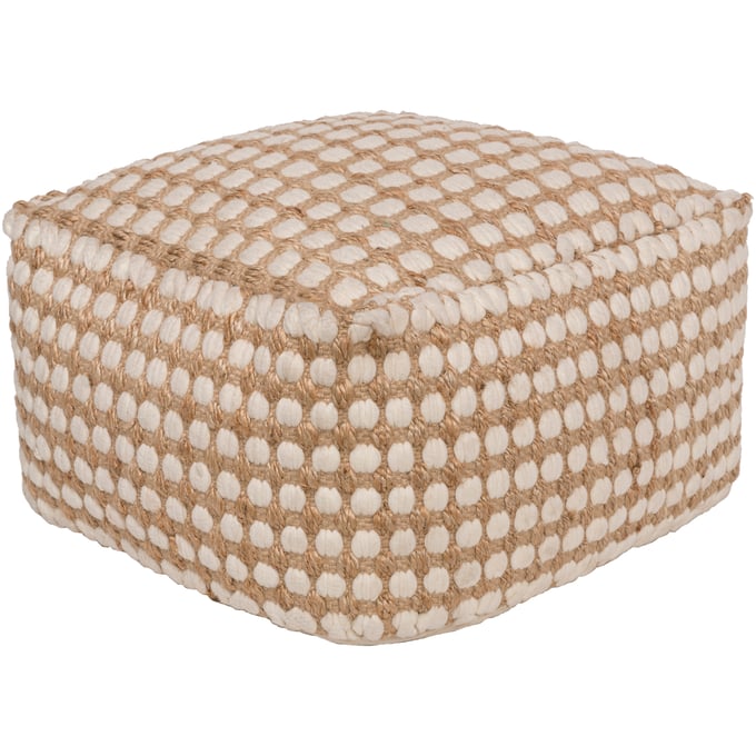 Livabliss Oak Cove Tan White Pouf OCPF4002-202012