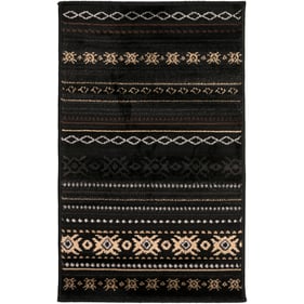 Livabliss Paramount Black Charcoal Gray Tan Light Beige Machine Woven Rug -...