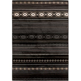 Livabliss Paramount Black Charcoal Gray Tan Light Beige Machine Woven Rug -...