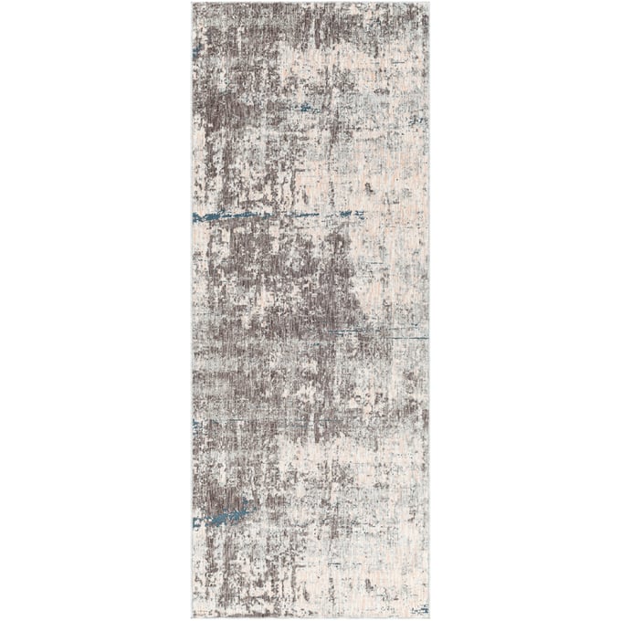 Livabliss Presidential Dusty Sage Gray Charcoal Ivory Wheat Ice Blue Machine Woven Rug - 96x39 PDT2301-338