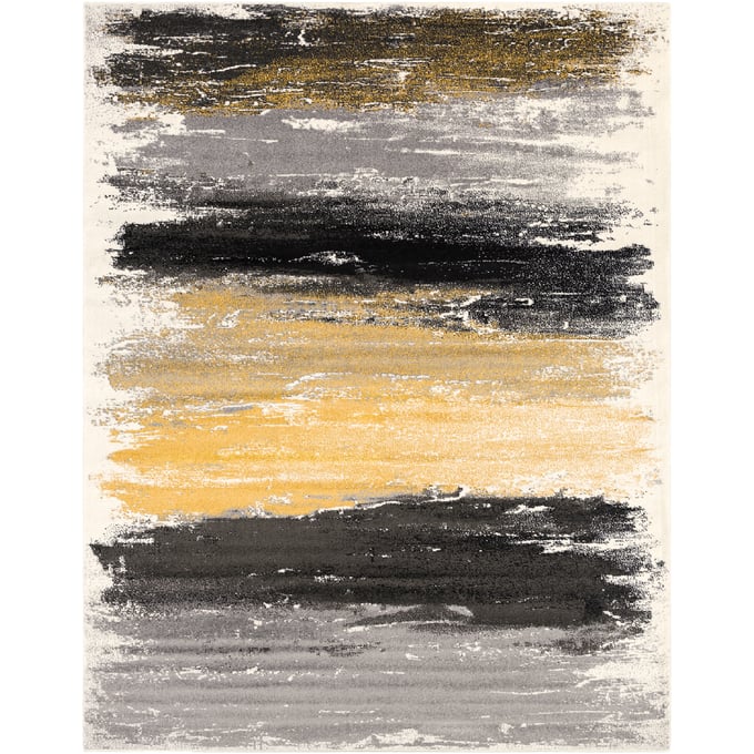 Livabliss Pepin Gray Charcoal Black Mustard Cream Machine Woven Rug - 120x94 PEI1008-71110