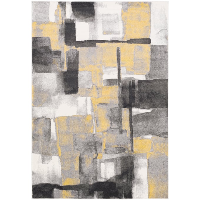 Livabliss Pepin Mustard Black Gray Cream Machine Woven Rug - 91x63 PEI1020-5376