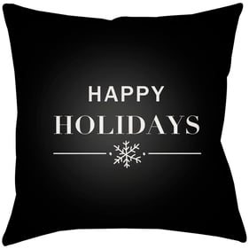 Livabliss Happy Holidays Jet Black Light Silver Onyx Accent Pillow Cover - ...