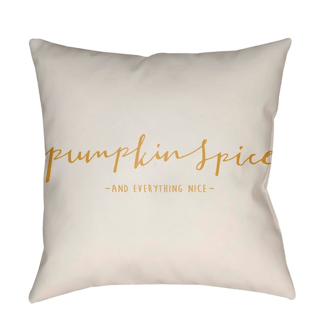 Livabliss Pumpkin Spice White Golden Accent Pillow Cover - 18x18 PKN004-1818