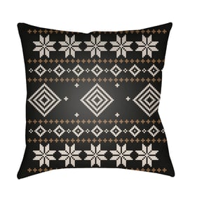 Livabliss Fair Isle II Ash Jet Black Ink Accent Pillow Cover - 18x18