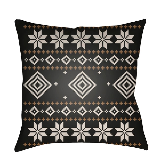 Livabliss Fair Isle II Ash Jet Black Ink Accent Pillow Cover - 18x18 PLAID010-1818