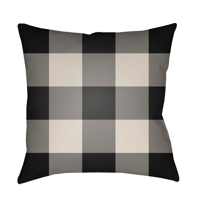 Livabliss Checker Ash Dark Grey Jet Black Accent Pillow Cover - 18x18 PLAID030-1818