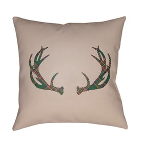 Livabliss Antlers Khaki Warm Grey Ivory Accent Pillow Cover - 18x18