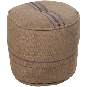 Livabliss Burlap Tan Purple Aqua Pouf