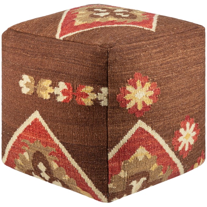 Livabliss Frontier Rust Dark Brown Mustard Tan Pouf POUF-19